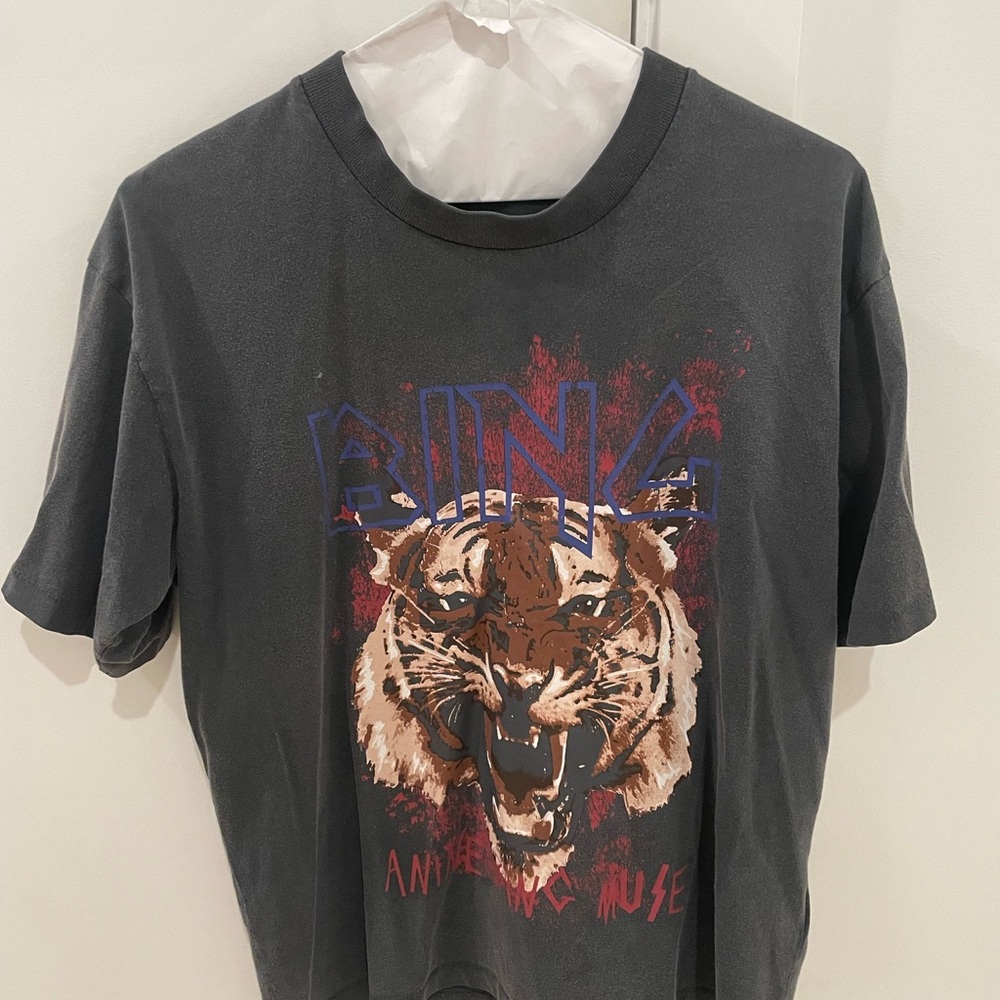 Anine Bing Charcoal Tiger Graphic Tee